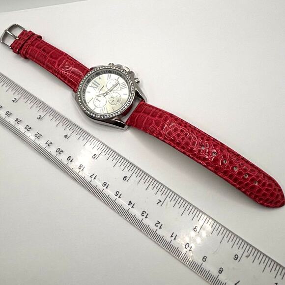 Silver & Red Men's Watch - Picture 3 of 4